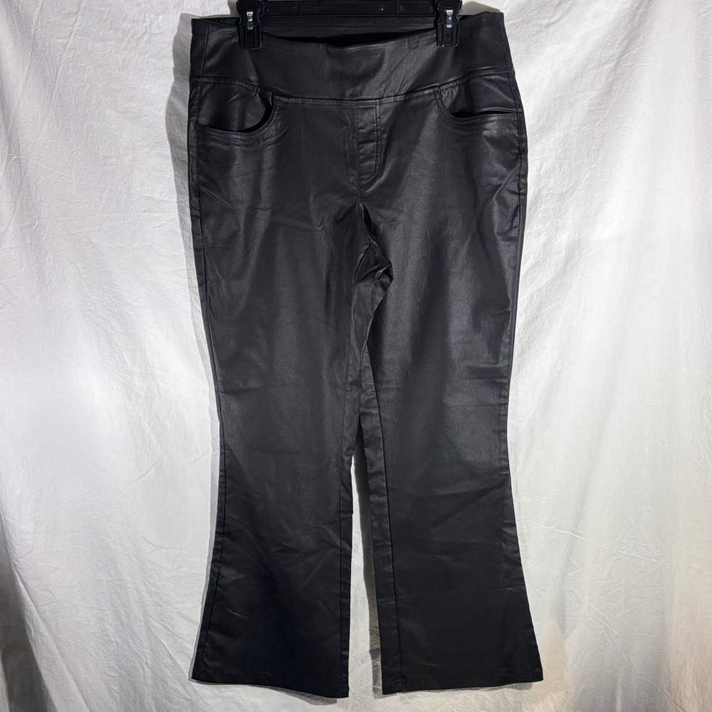 Belle by Kim Gravel Black Faux Leather Boot Cut Pants (27)